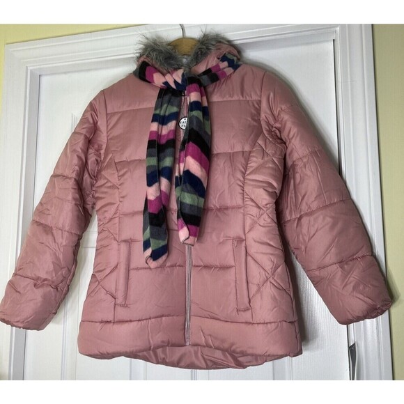 R 1881 by S. Rothschild Girls Quilt Puffer Jacket with Scarf Rose Pink 10/12 NWT - Picture 1 of 10